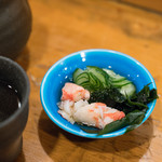 光寿司 - 2018.3 蟹と胡瓜と若布の酢の物（お通し）