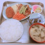 来々軒 - 1番:みそ焼肉とコロッケ（800円）【平成30年3月17日撮影】