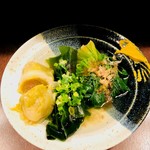 おかめ - ロールキャベツ、わかめ、ほうれん草