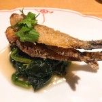 一碗水 - わかさぎとちぢみほうれん草