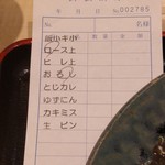 にし邑 - 伝票。カツが立派だったので一瞬上ロースと間違えたのか？と思っちゃった。