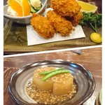 炭火焼き 久兵衛 本店 - 牡蠣フライと大根