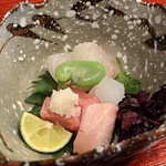 祇園もりわき - ヒラメの昆布締め・イカ・金目鯛・本マグロ