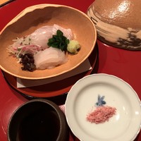 太庵 - お造り （白えび、平目）