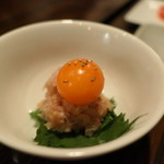 鳥みつ - おまけ試食品の鶏ユッケ