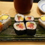 築地寿司清 - トロたくと玉子、たくあん、トビッコ巻き