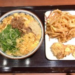 丸亀製麺 - 肉玉あんかけ 並、野菜かき揚げ、かしわ天