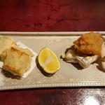 りょうりや 御旅屋 - 下仁田ねぎの天婦羅  鰆の焼き物