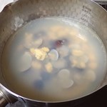 道の駅 おがわら湖 湖遊館 - しじみいちご煮；缶から行平にあけて温めます @2018/02/24