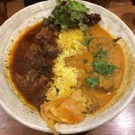 SPICY CURRY 魯珈 - 2種カレー(ラム、ポンディシェリ風 帆立のココナツカレー)