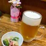Sakagura Juujiya - 生ビール＆お通し