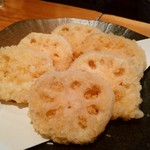 こいで - 加賀れんこん天ぷら　でんぷん質が多くポクポク