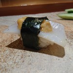 天寿し - 平貝に雲丹