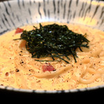 Mentaiko carbonara udon