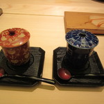 鮨 銀座 おのでら - イクラののった茶わん蒸し　男女で違う器を・・・（嬉