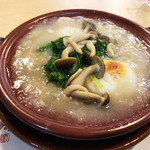 和久 - 4.みぞれ鍋 お餅2個 壬生菜 シメジ 豚肉('18年2月の4500円コース)