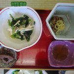 日光　千姫物語 - 湯波と小松菜の煮びたし、納豆