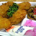 日の丸弁当 - 牡蠣フライおかず　2011/6/9ver