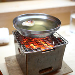 松川 - 鮑とワカメのしゃぶしゃぶ　河豚白子