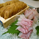 浜勢 - 大箱ウニ、石鯛、平目刺身