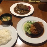 アルフレード - 2018年3月。チーズメンチカツ定食とチーズメンチカツカレー。