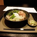 我伝 - わさび菜そば（冷）大盛り