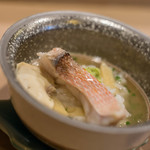 うを徳 - 甘鯛（あまだひ）、鰒精巣（ふぐしらこ）、笋（たけのこ）の飯蒸（いひむし）、甘鯛（あまだひ）