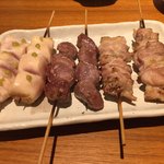焼鳥 酉たけ - 串焼きお任せ5本前編　ささみ　砂肝　はらみ　　