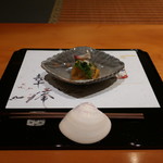 日本料理 幸庵 - ミル貝酒煮、雲丹、うど、ふきの加減酢ジュレがけ