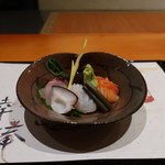 日本料理 幸庵 - クエ、ミズダコ、赤貝の刺身盛合せ