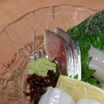 玉乃光酒蔵 - 刺盛り3種のしめ鯖アップ