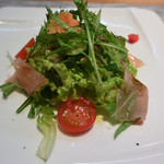 前菜（野菜と生ハムの柚子ドレッシング掛け）