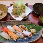 Sushi Masa - 季節のにぎり寿司と天婦羅御膳（2800円）