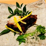 鮨　Shizuku - 明石蛸の桜煮＆菜の花昆布締め