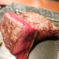 鉄板焼き いわ倉 - 北上牛肩三角の鉄板焼き　山葵　柚子胡椒