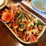 Baan Khanitha & Gallery - ②Stir-fried Ayudhaya giant prawn with chilli, roast chilli paste,ginkgo, cashew nut, and crispy hot basil 1100バーツ