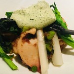ALLIE - 旬のひと皿。筍、新玉葱、北寄貝。