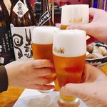 美酒美肴 はまゐ - 乾杯(アサヒスーパードライ生)