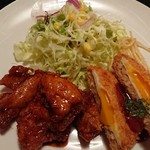 和食房 花ふく亭 - 日替りメイン 鶏唐の照焼と半熟卵のメンチカツ