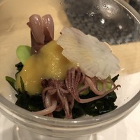 和食 鮨 日本酒 銀波 銀座店 - 先付の富山県産ホタルイカの酢味噌掛け