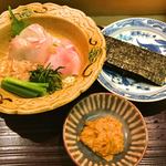 はらまさ - ★お造りを海苔に味噌をつけて巻いて食べる（キンメダイ、ヒラメ）