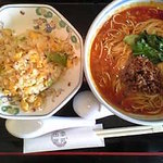 出雲翠苑 - 坦々麺とミニチャーハンと杏仁豆腐のセット