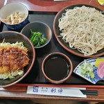 利伸 - 三元豚ソースカツ丼定食(冷そば)