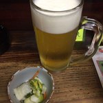 鉄砲 - Aセットの生ビールと御通し
