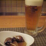 生ビール、お通し