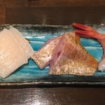 呑蔵 - お刺身2つ目のお皿　タイラギ・ノドクロ・甘エビ