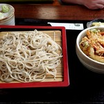 富田茶屋 - もり蕎麦セット(かき揚げ丼付)