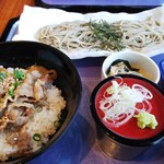 銀座方舟 - 長岡ポーク焼き肉丼と信州そばセット