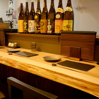 A counter made of a single cedar board