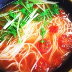 肥後そう川 手延べ麺 - プチトマトが乗ってます(^^)